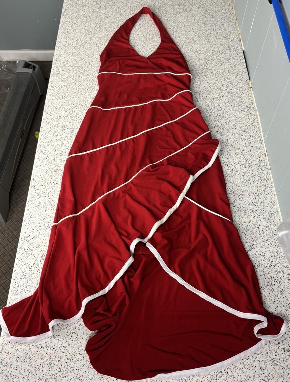 Vintage 90’s YVES Women’s Asymmetrical Halter Style Dress Red Punk Rock Ska 2